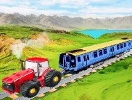 Chained Tractor Towing Train Game image
